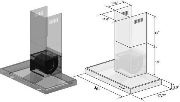 ZLINE 30" Convertible Vent Wall Mount Range Hood in Stainless Steel, KE-30