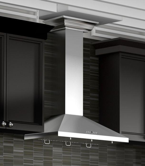 ZLINE 48" Convertible Wall Mount Range Hood in Stainless Steel with Crown Molding, KL2CRN-48