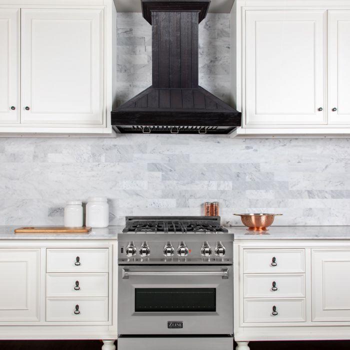 ZLINE 36" Wooden Wall Mount Range Hood in Rustic Dark Finish, KPDD-36