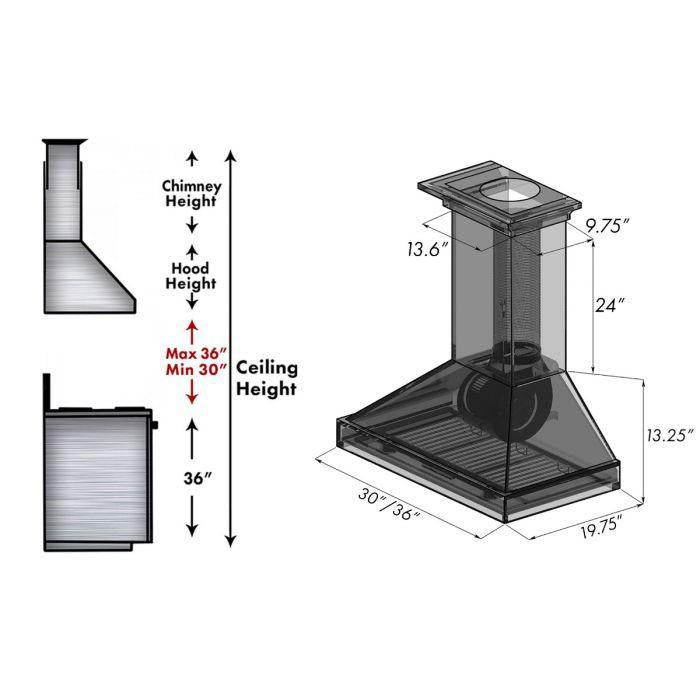 ZLINE 36"  Wooden Wall Mount Range Hood in Rustic Light Finish, KPLL-36