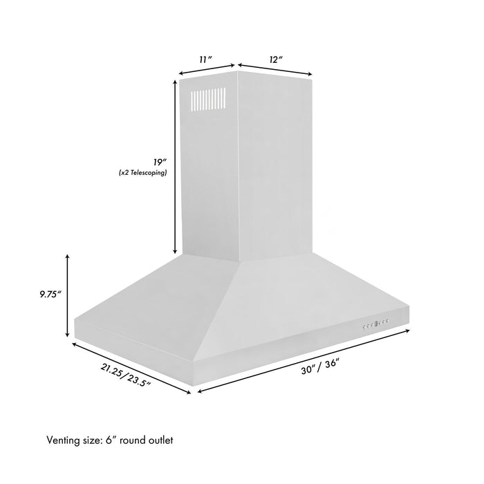 ZLINE 30" Convertible Island Mount Range Hood in Stainless Steel, KL3i-30