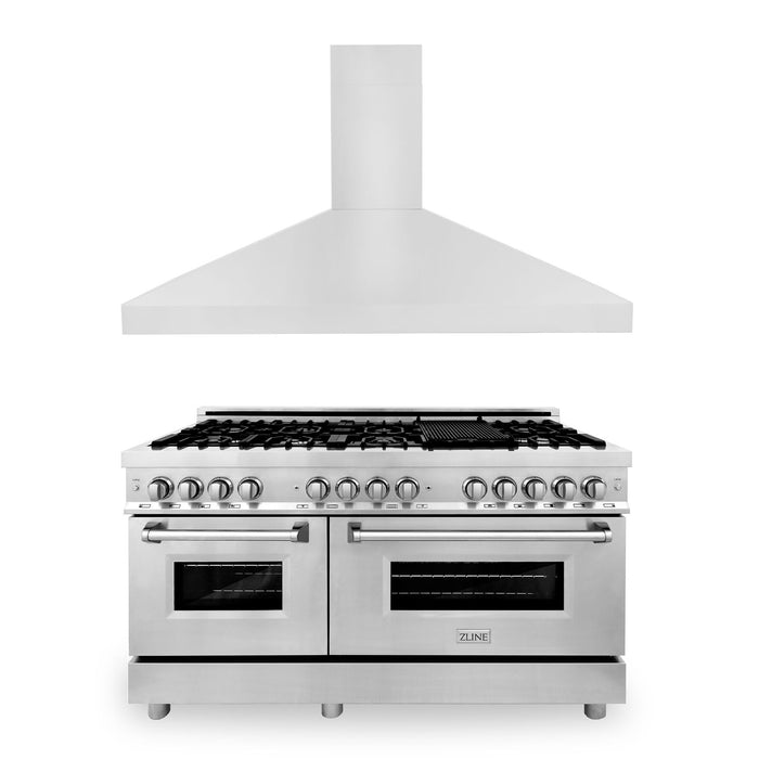 ZLINE 60 in. Dual Fuel Range & 60 in. Range Hood Appliance Package, 2KP-RARH60