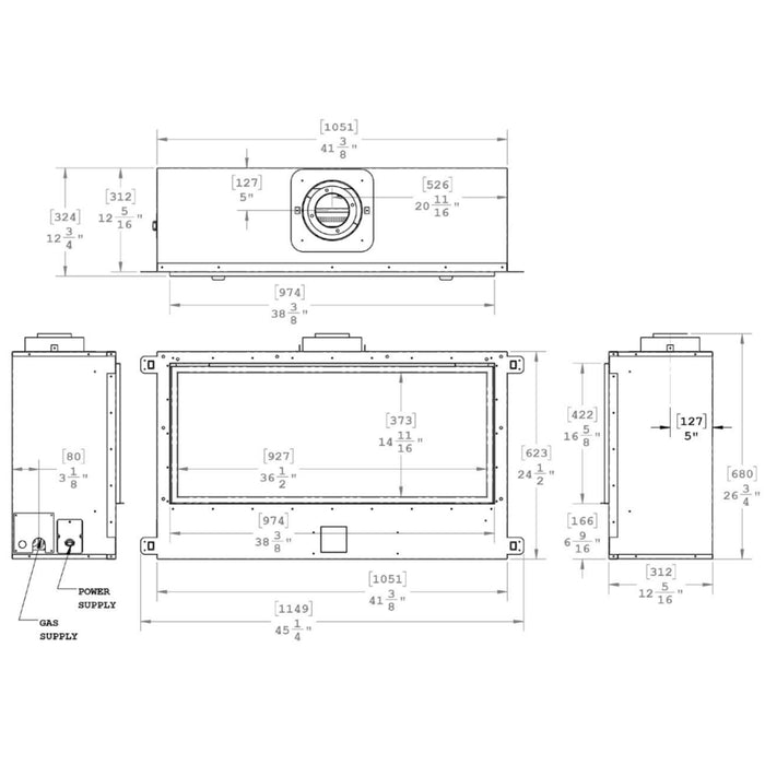 Montigo DelRay Linear 36” fireplace, ideal for mobile home use.