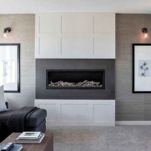 Sleek Montigo DelRay Linear 48” fireplace, perfect for contemporary homes.