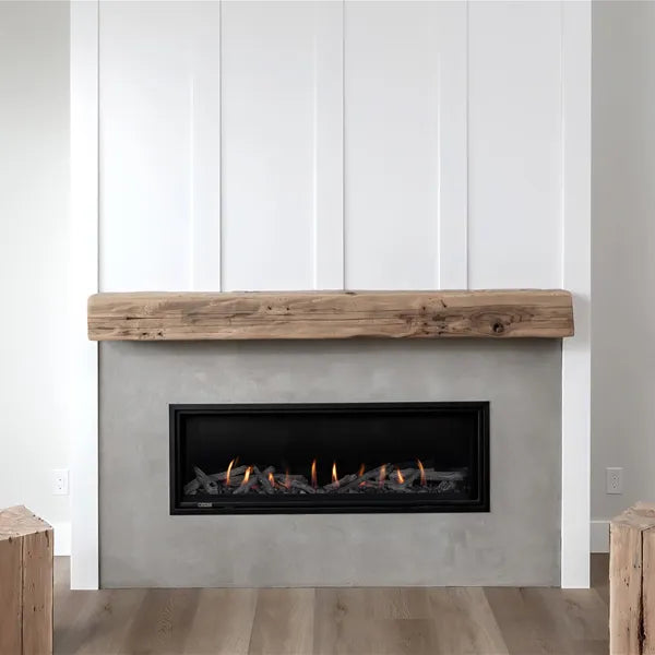 Montigo DelRay Linear 48” gas fireplace with modern minimalist design.