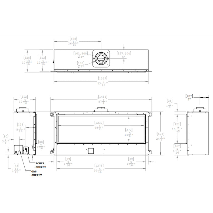 High-efficiency Montigo DelRay Linear 48” fireplace, available at Dreamwood Living.