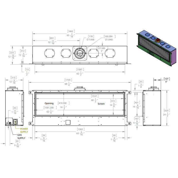 Elegant Montigo DelRay Linear 60” gas fireplace, available at Dreamwood Living.