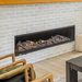 Montigo DelRay Linear 72” gas fireplace with sleek, modern design.