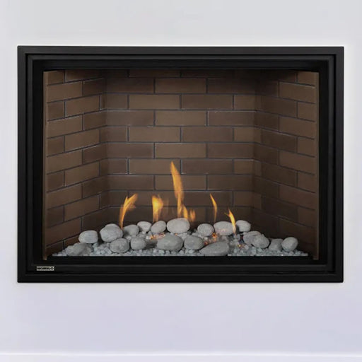 Compact DelRay Square 42” fireplace ideal for efficient space heating.