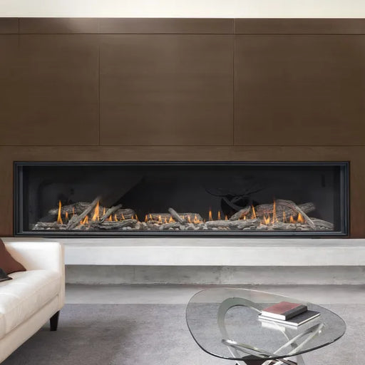 Ultra-modern Montigo Distinction 72" Fireplace with concealed linear burner.