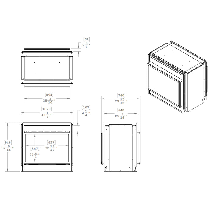 Montigo Divine 38" see-through fireplace, perfect for luxurious outdoor settings.