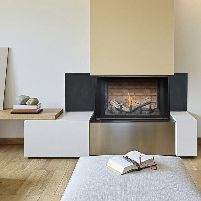 Montigo Divine Bay 38" Gas Fireplace with multi-sided design, at Dreamwood Living.