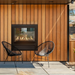 Montigo Exemplar R324STIO 2-sided fireplace, luxury indoor and outdoor integration.