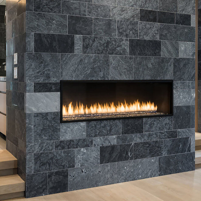 Montigo Exemplar R420 Gas Fireplace with Ice Fireglass at Dreamwood Living