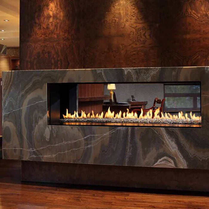 Elegant Montigo Exemplar R620ST fireplace, power vented for superior warmth.