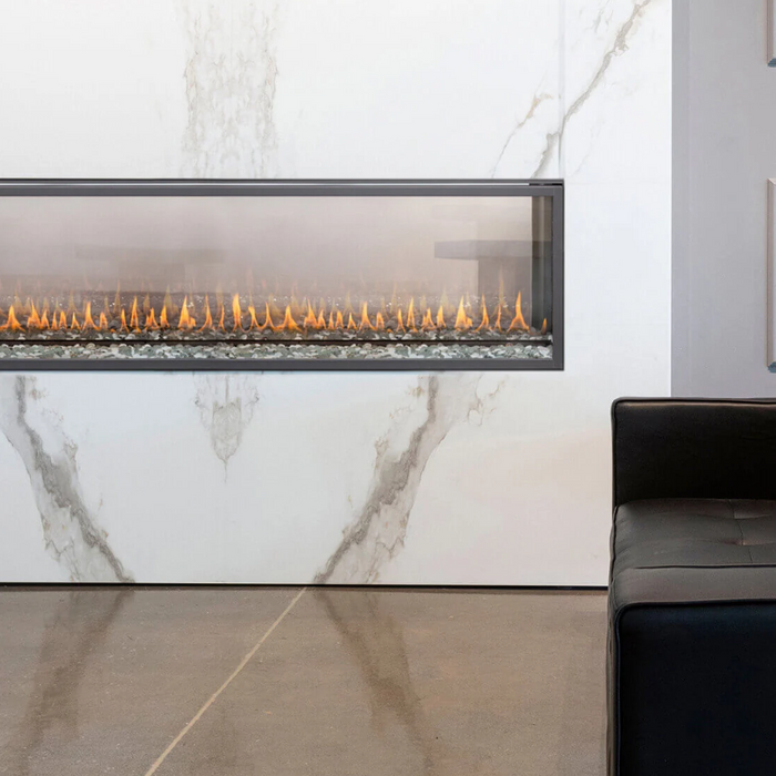 Montigo Exemplar R620ST see-through gas fireplace, luxurious and efficient.