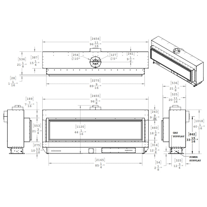 Montigo Exemplar R720 Direct Vent Fireplace with Contemporary Burner