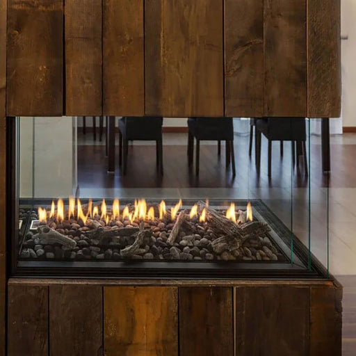 Montigo Exemplar RP424 3-sided fireplace, luxury design with no screen.