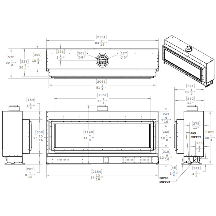 Modern Montigo Exemplar RP620 - Single sided, linear burner, Dreamwood Living exclusive.