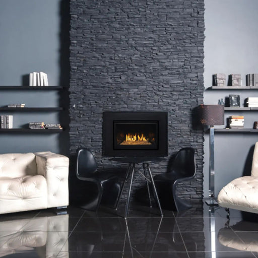 Sleek Montigo Illume 34FID Fireplace Insert with ceramic glass door.