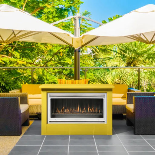 Montigo Mahana 42" ventless fireplace with a contemporary outdoor design.