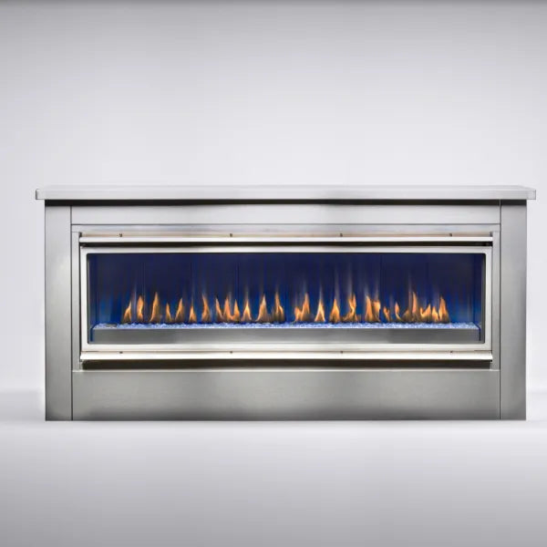 Montigo Mahana 60" outdoor fireplace with a modern, weatherproof design.