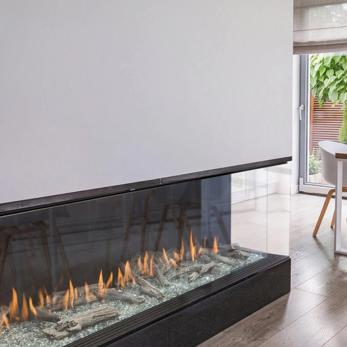 Montigo Prodigy 6' Corner Fireplace: Luxurious, custom gas fireplace design.