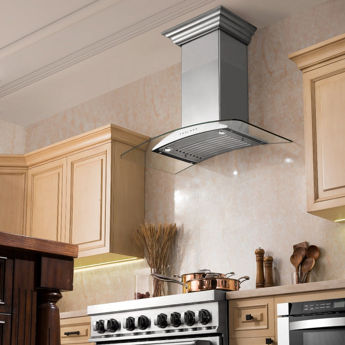 ZLINE 36" Convertible Vent Wall Mount Range Hood in Stainless Steel & Glass, KN-36