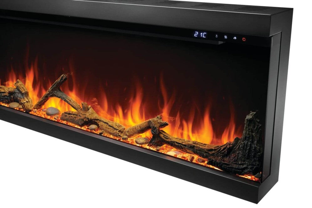 Napoleon Astound 50 electric fireplace showcasing heat customization features.