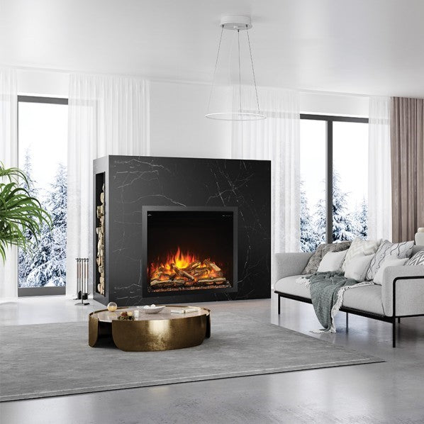 Realistic flames of Napoleon Elevation 42 built-in electric fireplace.