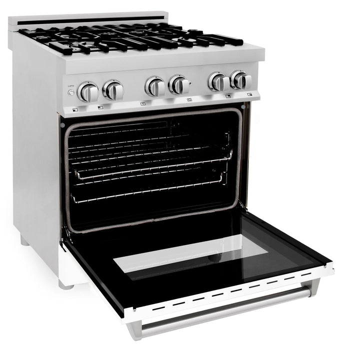 ZLINE 30"Professional Dual Fuel Range in Stainless Steel with White Matte Door, RA-WM-30