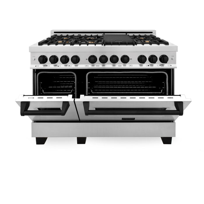 ZLINE 48" Autograph Edition Dual Fuel Range in Stainless Steel with Matte Black Accents, RAZ-48-MB