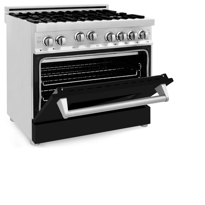 ZLINE 36" All Gas Range in Stainless Steel with Black Matte Door, RG-BLM-36