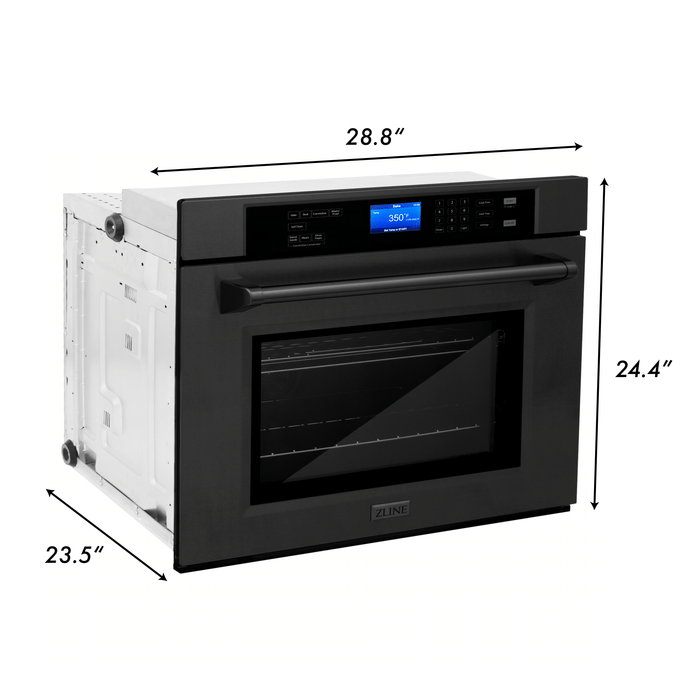 ZLINE Appliance Package - 24" Microwave Oven and 30" Wall Oven, 2KP-MW24-AWS30BS