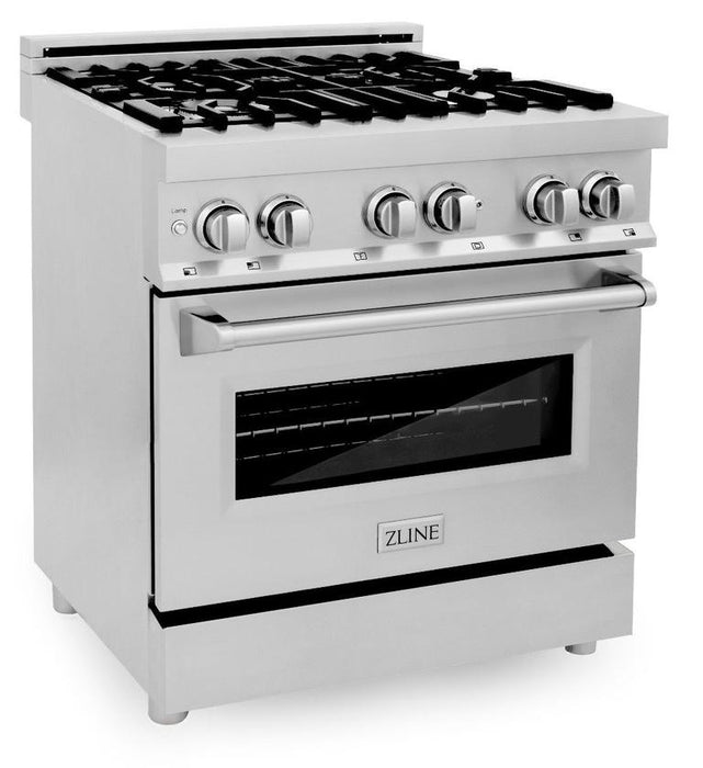 ZLINE Appliance Package - 30 in. Dual Fuel Range, 30 in. Range Hood, Dishwasher, 3KP-RARH30-DW