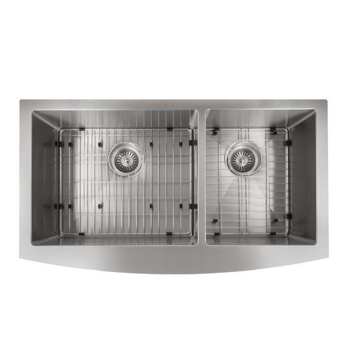 ZLINE 36" Courchevel Farmhouse Apron Mount Double Bowl Kitchen Sink in Stainless Steel with Bottom Grid (Out of Stock), SA60D-36