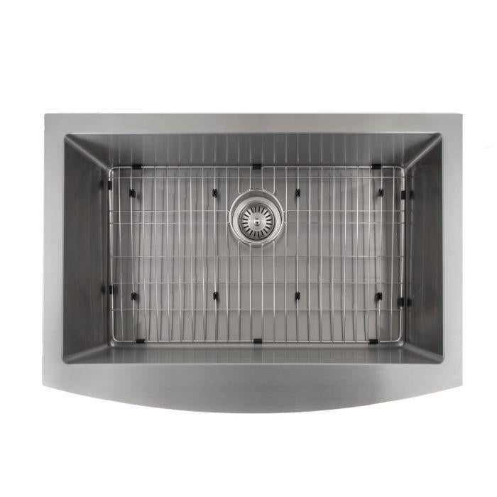 ZLINE 33" Vail Farmhouse Apron Mount Single Bowl Kitchen Sink in Stainless Steel Kitchen Sink with Bottom Grid, SAS-33