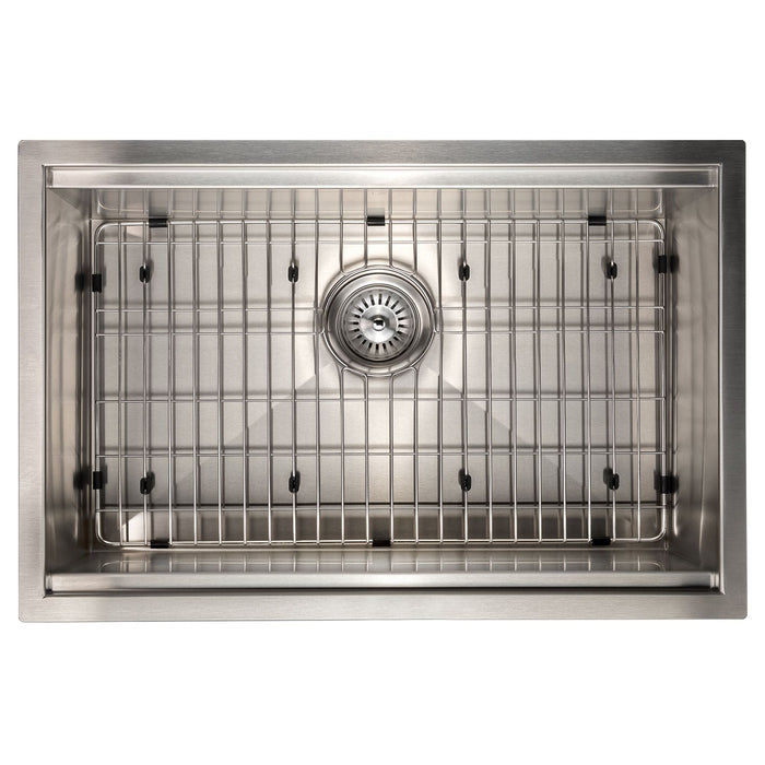 ZLINE 27" Garmisch Undermount Single Bowl Stainless Steel Kitchen Sink with Bottom Grid and Accessories, SLS-27