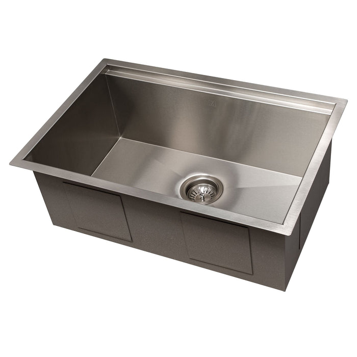 ZLINE 27" Garmisch Undermount Single Bowl Stainless Steel Kitchen Sink with Bottom Grid and Accessories, SLS-27