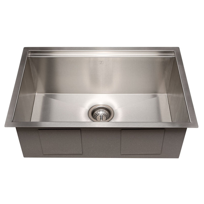 ZLINE 27" Garmisch Undermount Single Bowl Stainless Steel Kitchen Sink with Bottom Grid and Accessories, SLS-27