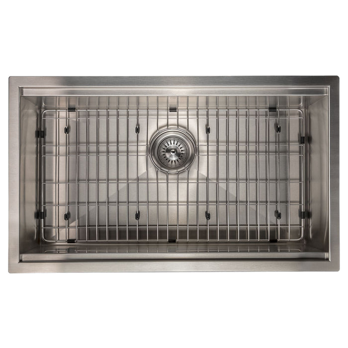 ZLINE 30" Garmisch Undermount Single Bowl Stainless Steel Kitchen Sink with Bottom Grid and Accessories, SLS-30