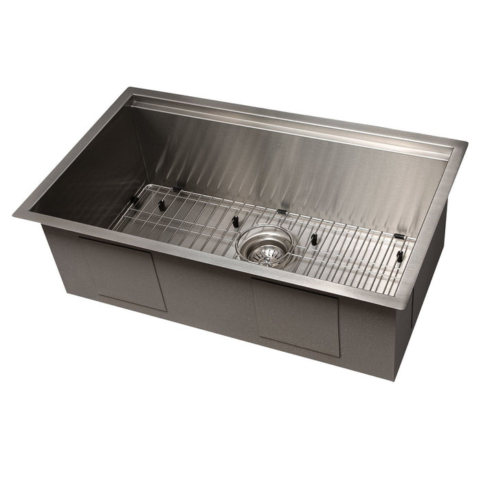 ZLINE 30" Garmisch Undermount Single Bowl Stainless Steel Kitchen Sink with Bottom Grid and Accessories, SLS-30