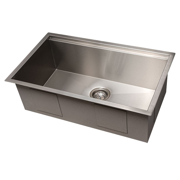 ZLINE 30" Garmisch Undermount Single Bowl Stainless Steel Kitchen Sink with Bottom Grid and Accessories, SLS-30