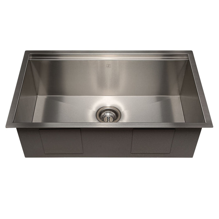 ZLINE 30" Garmisch Undermount Single Bowl Stainless Steel Kitchen Sink with Bottom Grid and Accessories, SLS-30