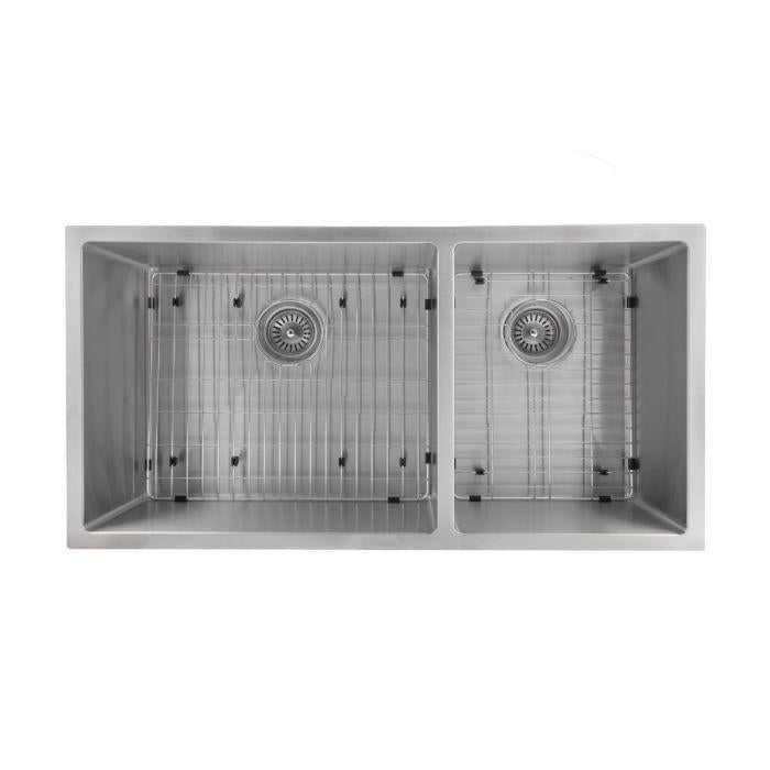 ZLINE 36" Chamonix Undermount Double Bowl Kitchen Sink in Stainless Steel with Bottom Grid, SR60D-36