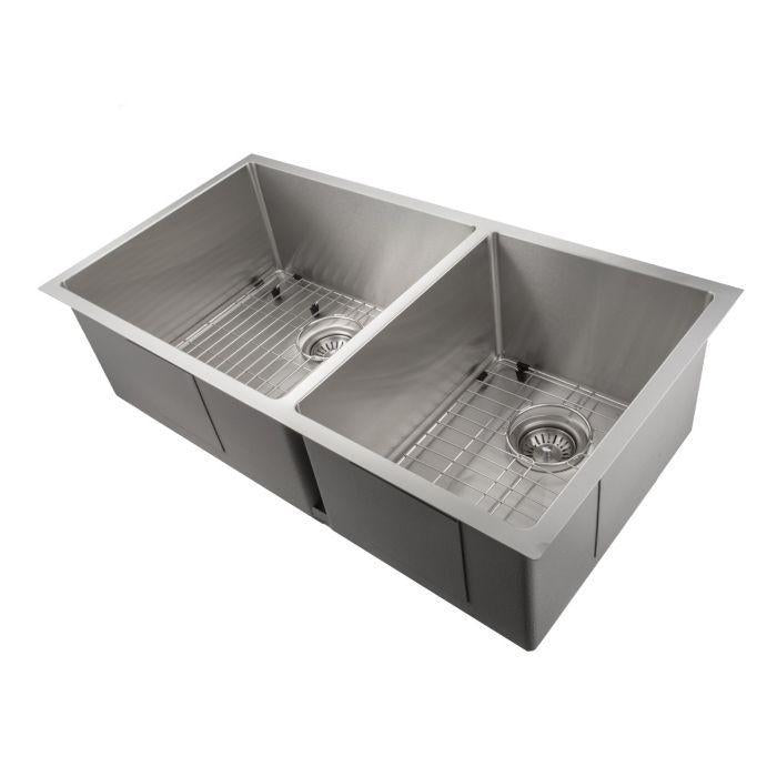 ZLINE 36" Chamonix Undermount Double Bowl Kitchen Sink in Stainless Steel with Bottom Grid, SR60D-36