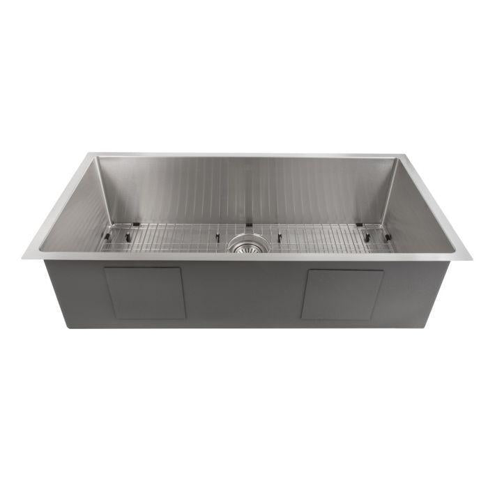 ZLINE 33" Meribel Undermount Single Bowl Kitchen Sink in Stainless Steel with Bottom Grid, SRS-33