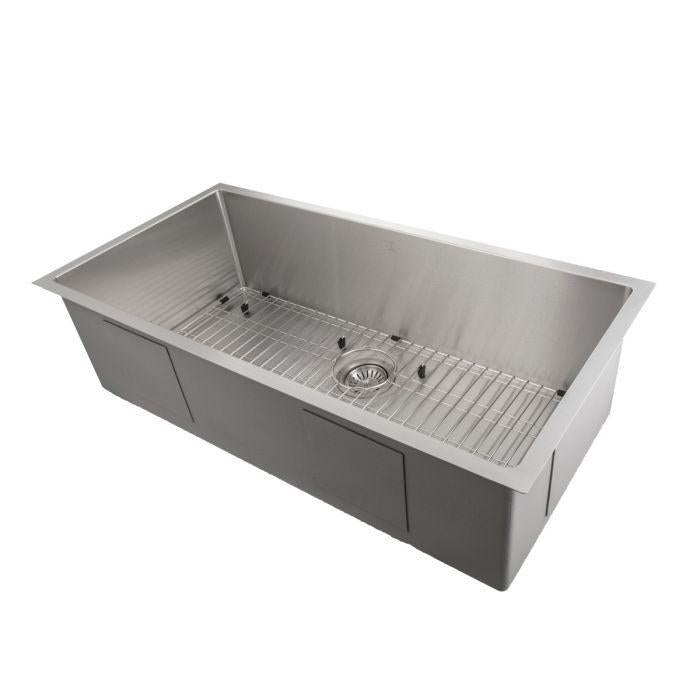 ZLINE 33" Meribel Undermount Single Bowl Kitchen Sink in Stainless Steel with Bottom Grid, SRS-33