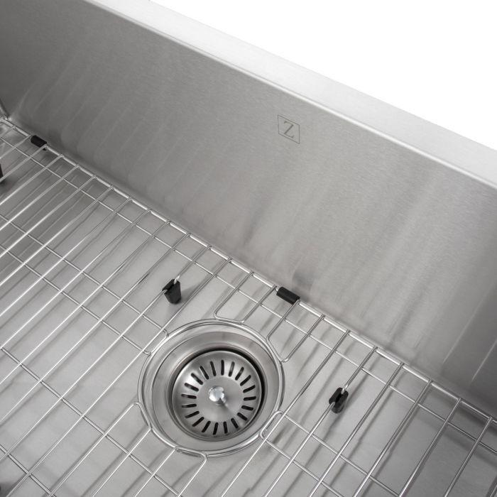 ZLINE 33" Meribel Undermount Single Bowl Kitchen Sink in Stainless Steel with Bottom Grid, SRS-33