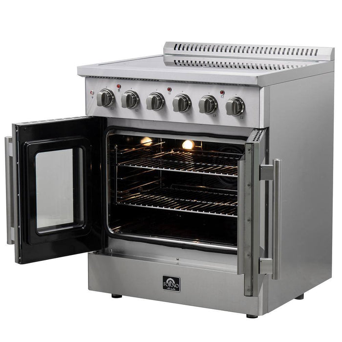 Forno 30" Freestanding Electric Range With French Door in Stainless Steel, FFSEL6917-30